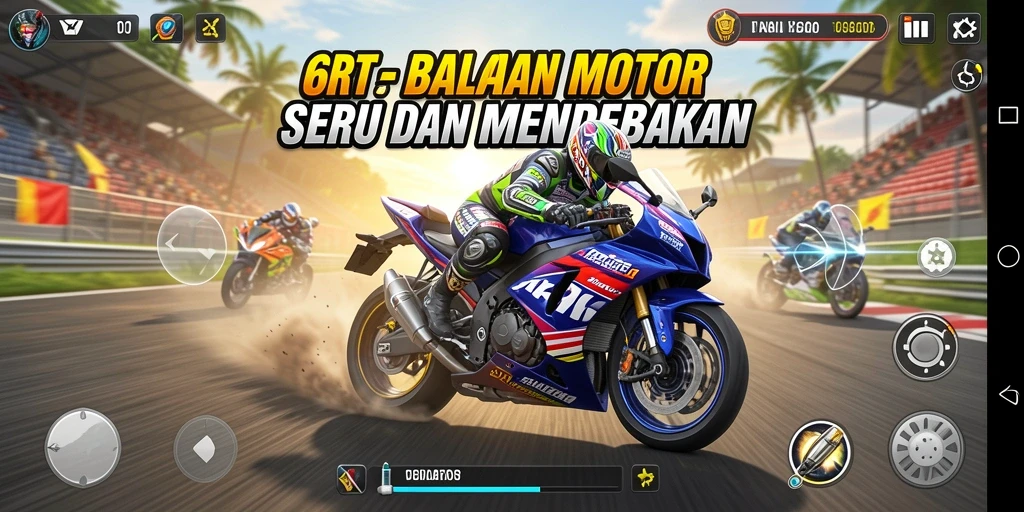 Tampilan luar biasa dari gameplay balap motor 6RT.