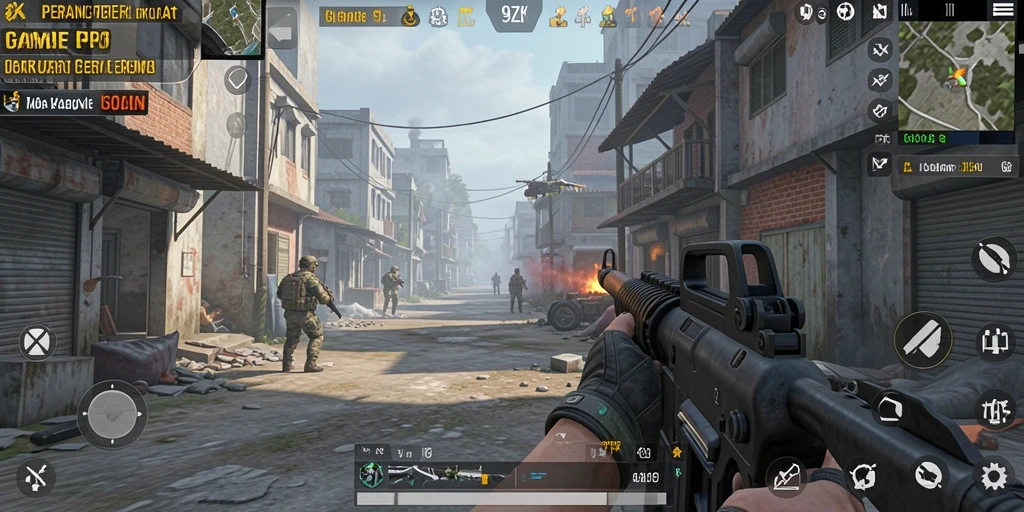 Screenshot dari gameplay menegangkan di 9ZK dengan aksi FPS intens.