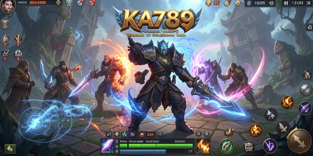 Tangkapan layar gameplay KA789 yang menampilkan pertempuran epik MMORPG.