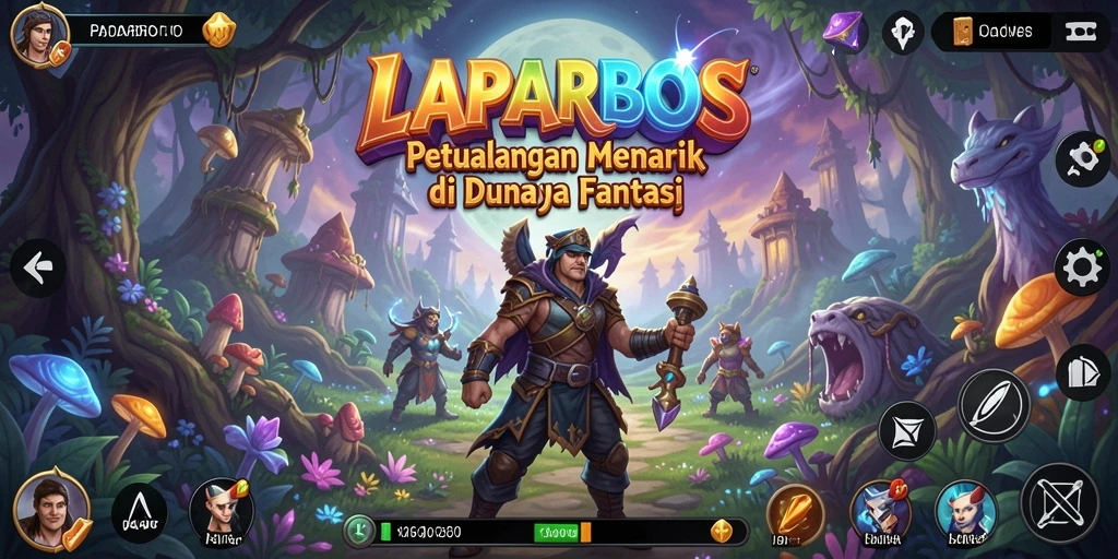 Screenshot gameplay menampilkan petualangan epik di <strong>LAPARBOS</strong>.