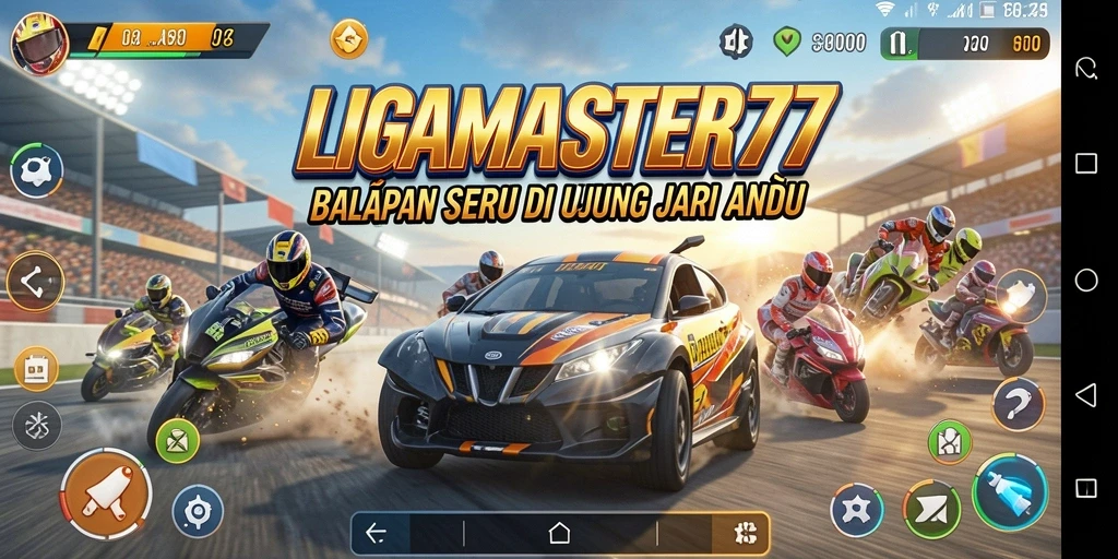Tampilan menegangkan dari gameplay balapan LIGAMASTER77.