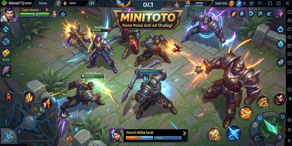 Screenshot gameplay <strong>MINITOTO</strong> menampilkan pertempuran seru dan karakter beragam.