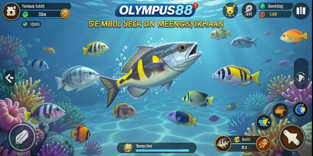 Tangkapan layar utama OLYMPUS88 menampilkan aksi seru menembak ikan.