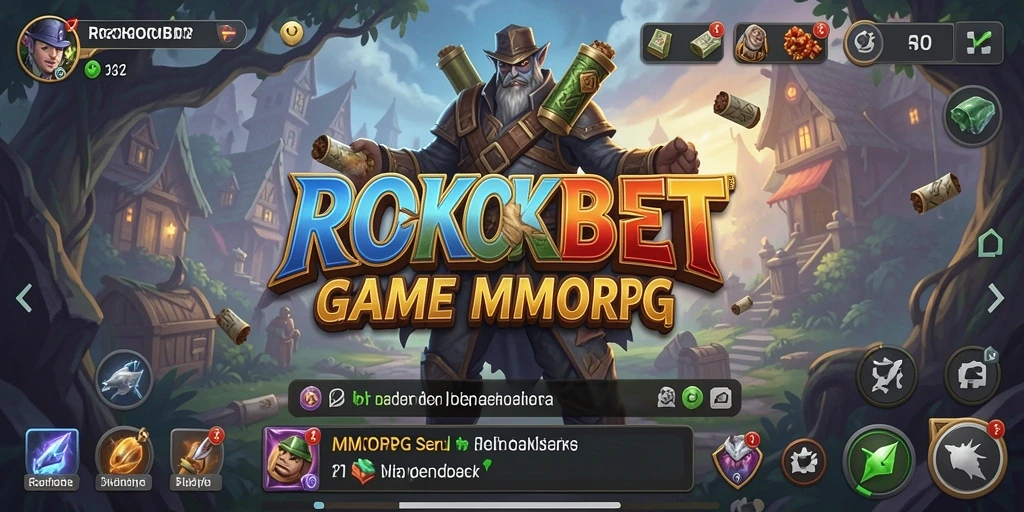 Tangkapan layar gameplay ROKOKBET dengan karakter pemain menjelajahi dunia MMORPG.