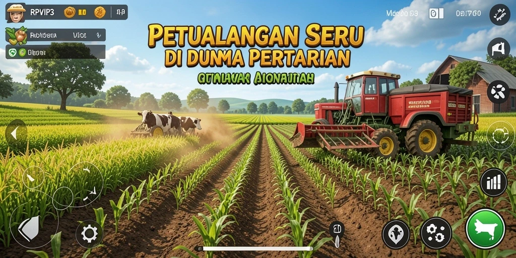 Tampilan gameplay RPVIP3 dengan aktivitas pertanian yang menawan.
