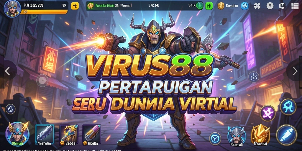 Screenshot permainan <strong>VIRUS88</strong> menampilkan aksi pertarungan yang intens.
